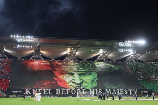 Kibice Legii Warszawa podczas meczu z Leicester City