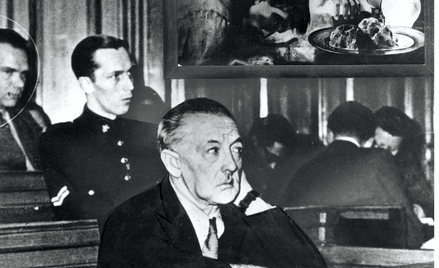 Fałszerz dzieł sztuki Han van Meegeren w trakcie swojego procesu w Amsterdamie (1947 r.)