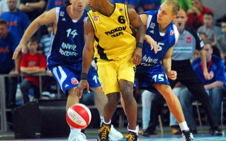 Zdjęcie z meczu o Superpuchar DBL pomiędzy Anwilem Włocławek i Prokomem Sopot.