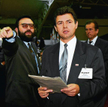 Piotr Żak i Marian Krzaklewski na zjeździe NSZZ „Solidarność”, wrzesień 1994 r.