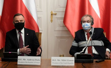 Prezydenci Polski i Czech - Andrzej Duda i Miloš Zeman - na wspólnej konferencji prasowej