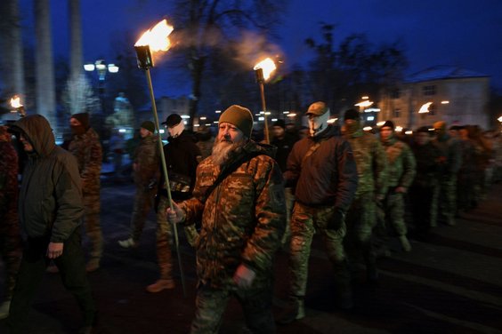 Marsz na cześć Stepana Bandery we Lwowie, 1 stycznia 2026 r.