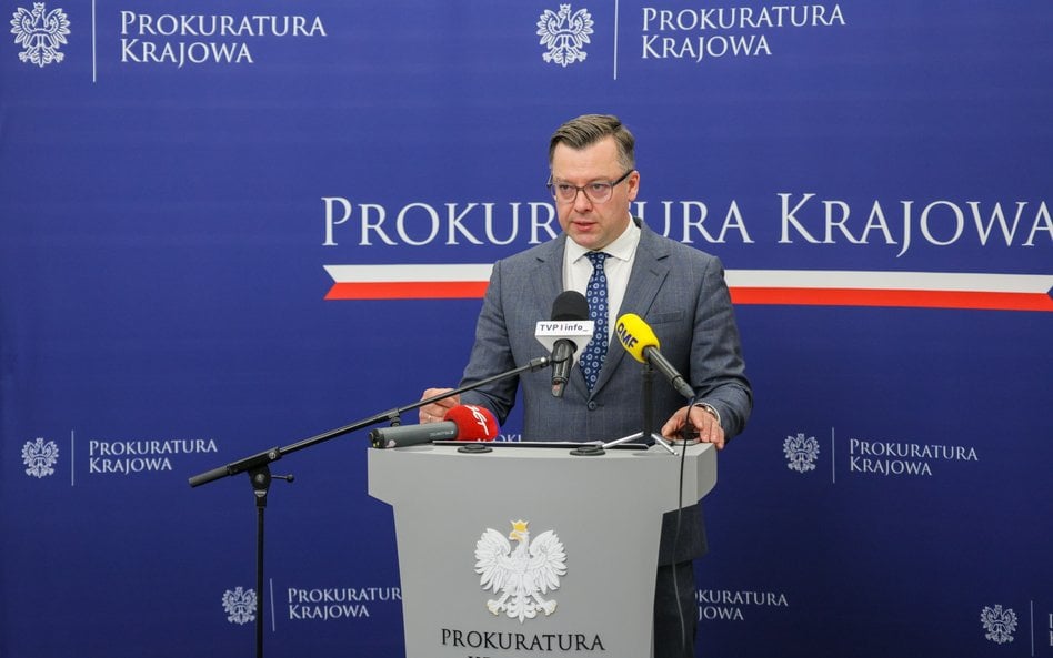 Rzecznik Prokuratury Krajowej prokurator Przemysław Nowak podczas konferencji prasowej