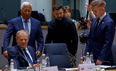 Wołodymyr Zełenski na posiedzeniu Rady Europejskiej