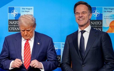 Prezydent USA Donald Trump i sekretarz generalny NATO Mark Rutte