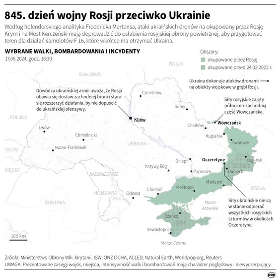 Tak wyglądała sytuacja na froncie na Ukrainie w 845 dniu wojny