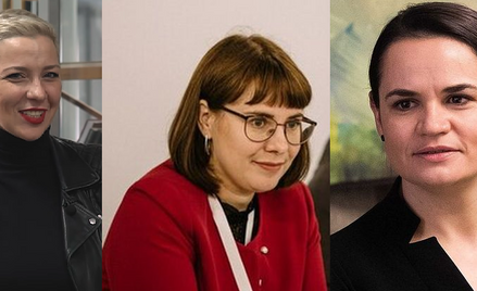 Od lewej: Maryja Kalesnikawa, Wołha Kawalkowa, Swiatłana Cichanouska