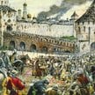 Ernst Lissner, „Polacy oddają Kreml moskiewski księciu Pożarskiemu w 1612 r.” – akwarela na papierze