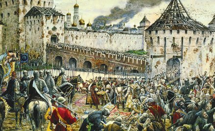 Ernst Lissner, „Polacy oddają Kreml moskiewski księciu Pożarskiemu w 1612 r.” – akwarela na papierze