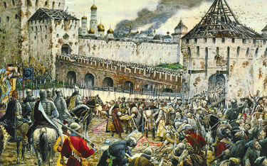 Polskie chorągwie witane przez bojarów przed bramami Kremla 9 października 1610 r., trzy miesiące po