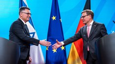 Ministrowie spraw zagranicznych Izraela (Gideona Saar) i Niemiec (Johann Wadephul)