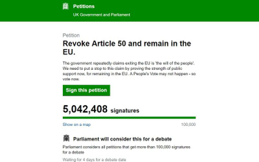 Petycja o odwołanie brexitu ma już 5 mln podpisów