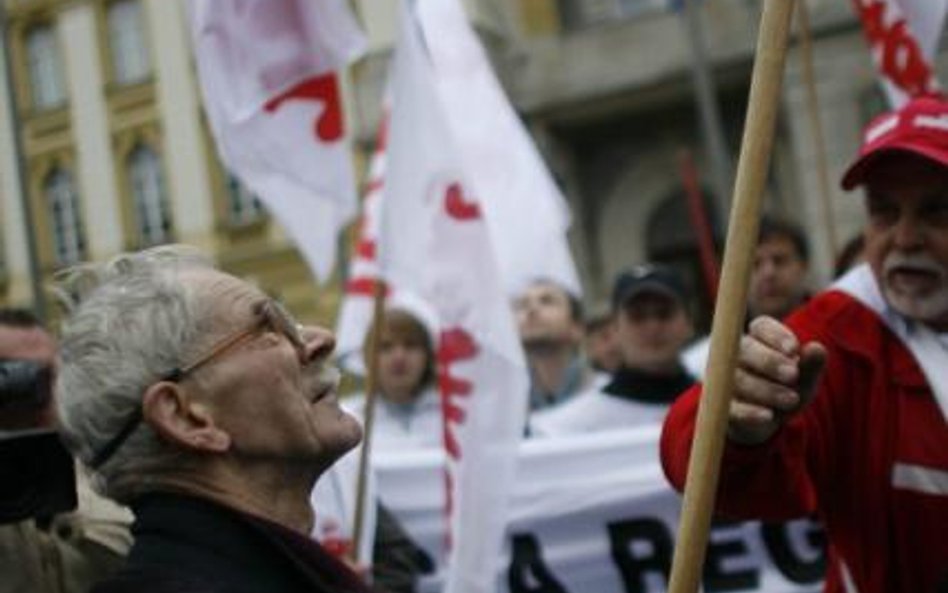 Protest związkowców w Warszawie