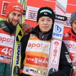 Podium niedzielnego konkursu w Willingen. Od lewej: Markus Eisenbichler, Ryoyu Kobayashi i Piotr Żył