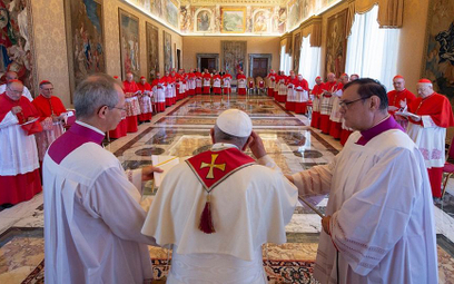 Papież i kardynałowie na konsystorzu w Watykanie, lipiec 2018 r. Ubiegło- i tegoroczne nominacje kar