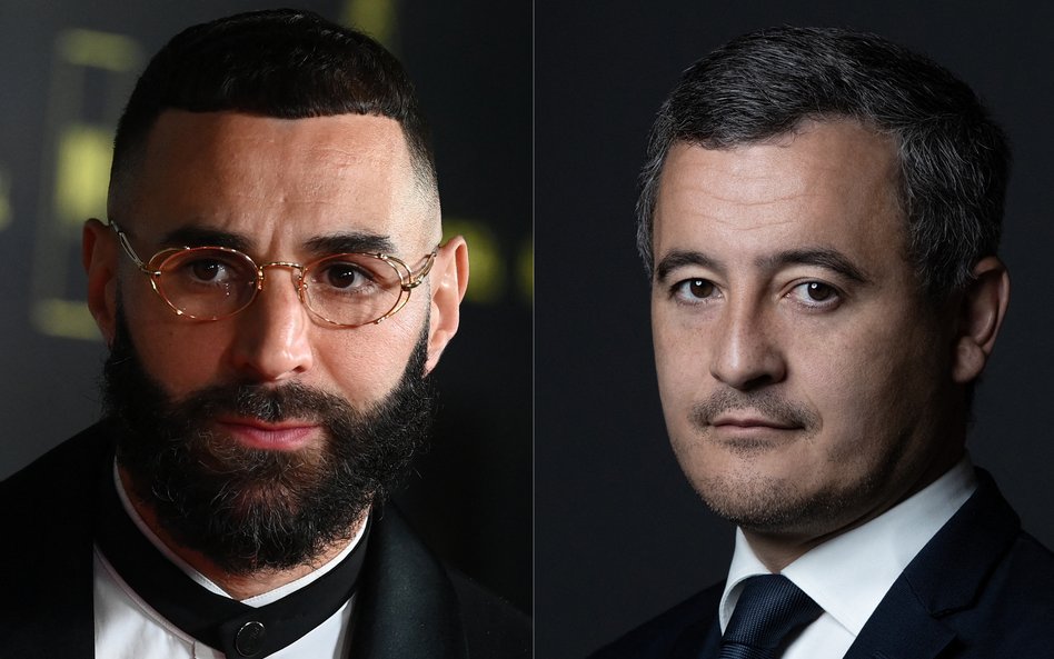 Jeśli Karim Benzema (z lewej) wygra sprawę przed sądem, Gerald Darmanin (z prawej) będzie musiał zap