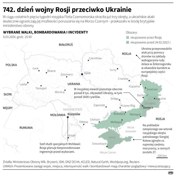 Tak wyglądała sytuacja na froncie w 742. dniu wojny