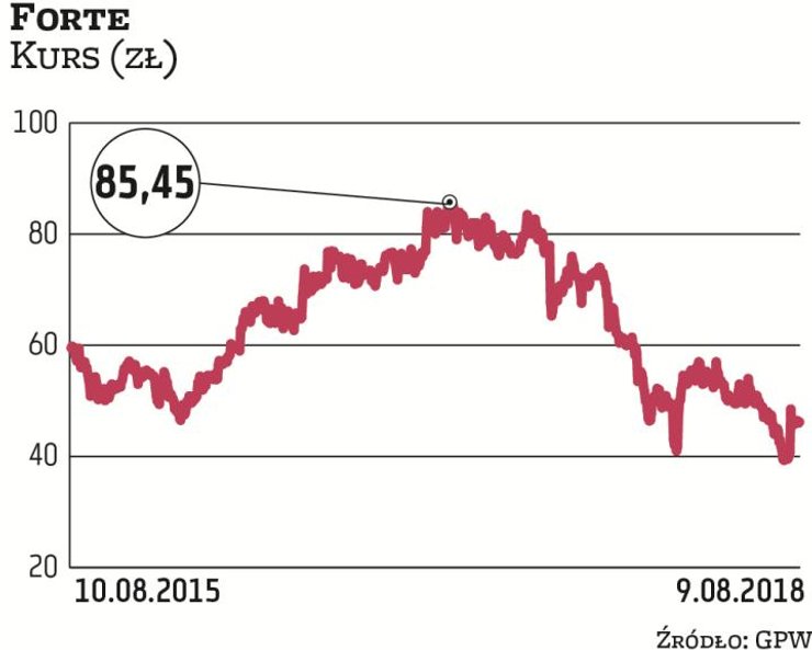 Akcje Forte wypadły z łask inwestorów po serii rozczarowujących wyników. Negatywnie zaskoczył spadek