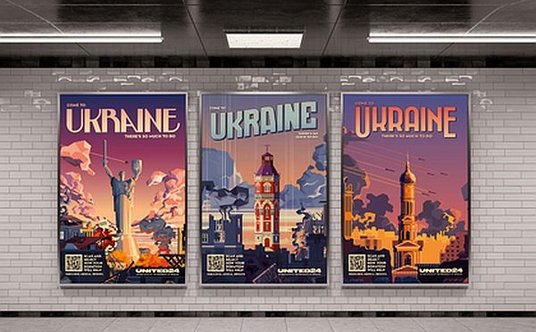 Plakaty promujące Ukrainę stylizowane są na lata 20. XX wieku