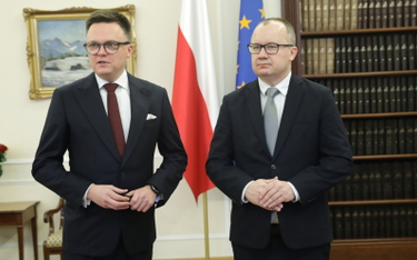 Marszałek Sejmu Szymon Hołownia i minister sprawiedliwości Adam Bodnar