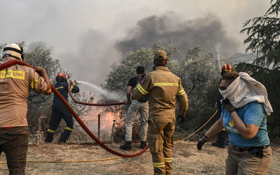 Strażacy próbują ugasić pożar w Nea Anchialos