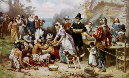 Jean Leon Gerome Ferris, „The First Thanksgiving, 1621” – obraz z 1899 r.