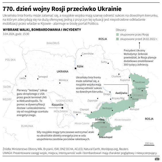 Tak wyglądała sytuacja na froncie na Ukrainie w 770. dniu wojny