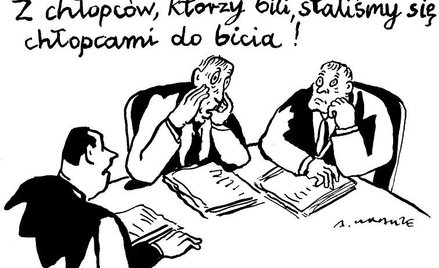 Komentarz rysunkowy. Staliśmy się chłopcami do bicia