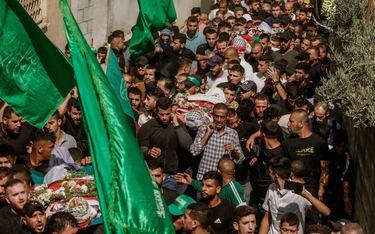 Pogrzeb Palestyńczyków zabitych w starciach z izraelskimi osadnikami w wiosce Qusra, 12 października
