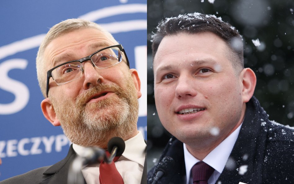 Liderzy Konfederacji - europoseł Grzegorz Braun i poseł Sławomir Mentzen