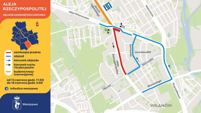 Kierowcy nie przejadą aleją Rzeczypospolitej do centrum