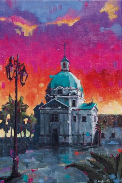 „Rynek Nowego Miasta” Krzysztofa Logińskiego ma cenę wywoławczą 800 zł.