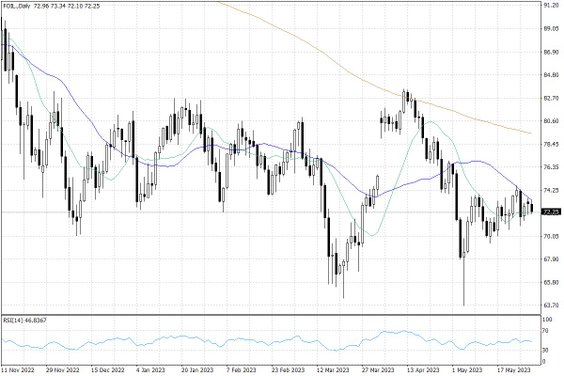 Notowania ropy naftowej WTI – dane dzienne