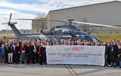 Uroczystość zakończenia montażu 300. śmigłowca AW139 w zakładach w Filadelfii. Fot./Leonardo.