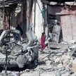 Rafah, miasto na południowym krańcu Strefy Gazy, w niedzielę po izraelskim bombardowaniu