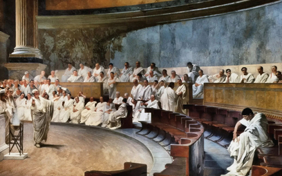 Cyceron obnaża spisek Katyliny przed senatorami – obraz olejny Cesare’a Maccariego z 1889 r. Obecnie
