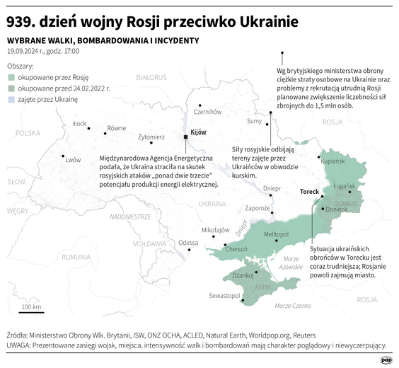 Tak wyglądała sytuacja na Ukrainie w 939. dniu wojny