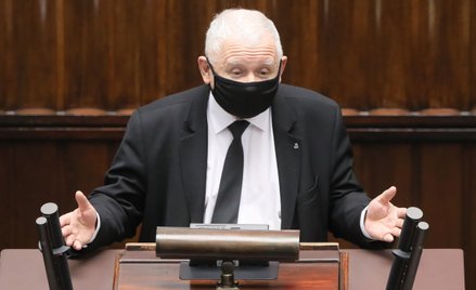 Prezes PiS, wicepremier Jarosław Kaczyński na sali obrad Sejmu