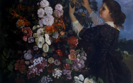 Gustave Courbet, Młoda kobieta układająca kwiaty, 1862