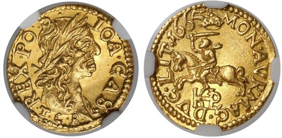 Od 40 tys. zł licytowane będzie pół dukata z czasów króla Jana Kazimierza.