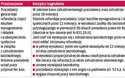 TABELA 1. Dla kogo bon zatrudnieniowy