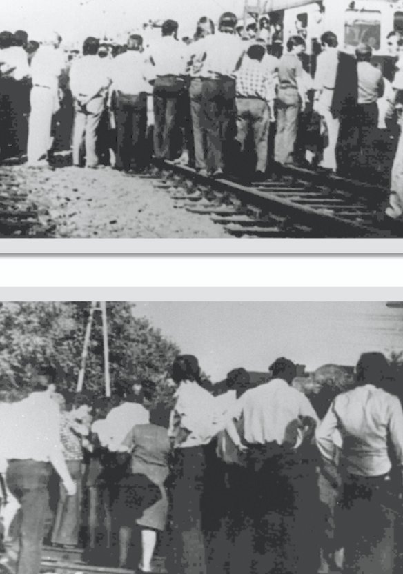 Protestujący w dniu 25 czerwca 1976 r. mieszkańcy Ursusa