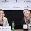 Karolina Woźniacka i Andżelika Kerber podczas wspólnej konferencji w Kopenhadze, Dania, 4 kwietnia 2