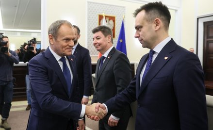 Premier Donald Tusk i minister finansów Andrzej Domański