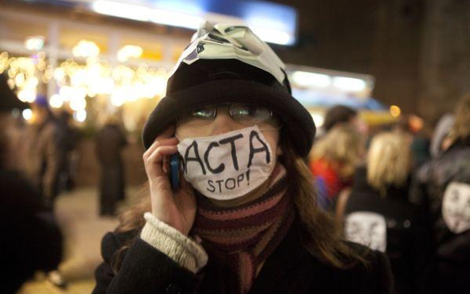 Manifestacja przeciwników ACTA w Łodzi