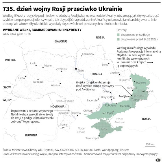 Tak wyglądała sytuacja na froncie na Ukrainie w 735. dniu wojny