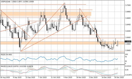 Wykres dzienny USDPLN