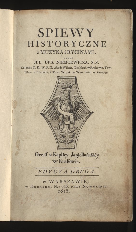 „Śpiewy historyczne” , wydanie z 1818 roku