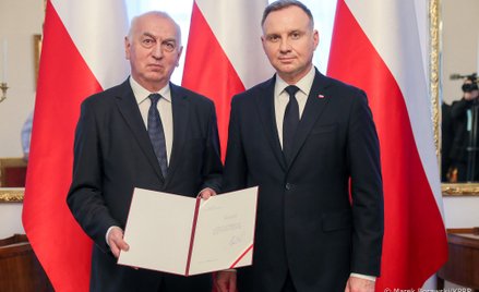 Sędzia Wiesław Kozielewicz i prezydent Andrzej Duda