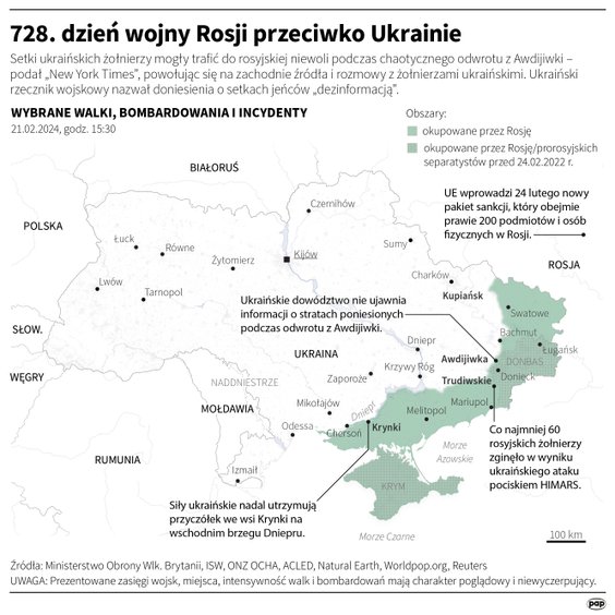 Tak wyglądała sytuacja na froncie w 728. dniu wojny